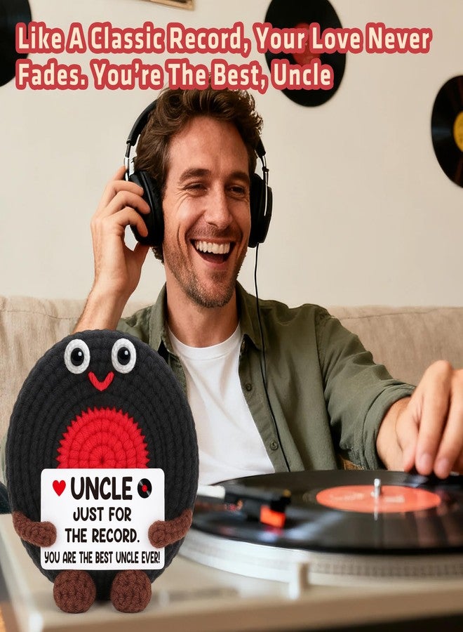 BVXFR Gifts for Uncle Christmas Stocking Stuffers Birthday Gifts Best Uncle Ever Present from Niece Nephew Favorite Uncles Gift from Niece Nephew Handmade Crochet Vinyl Record Music Lover Present - Image 5